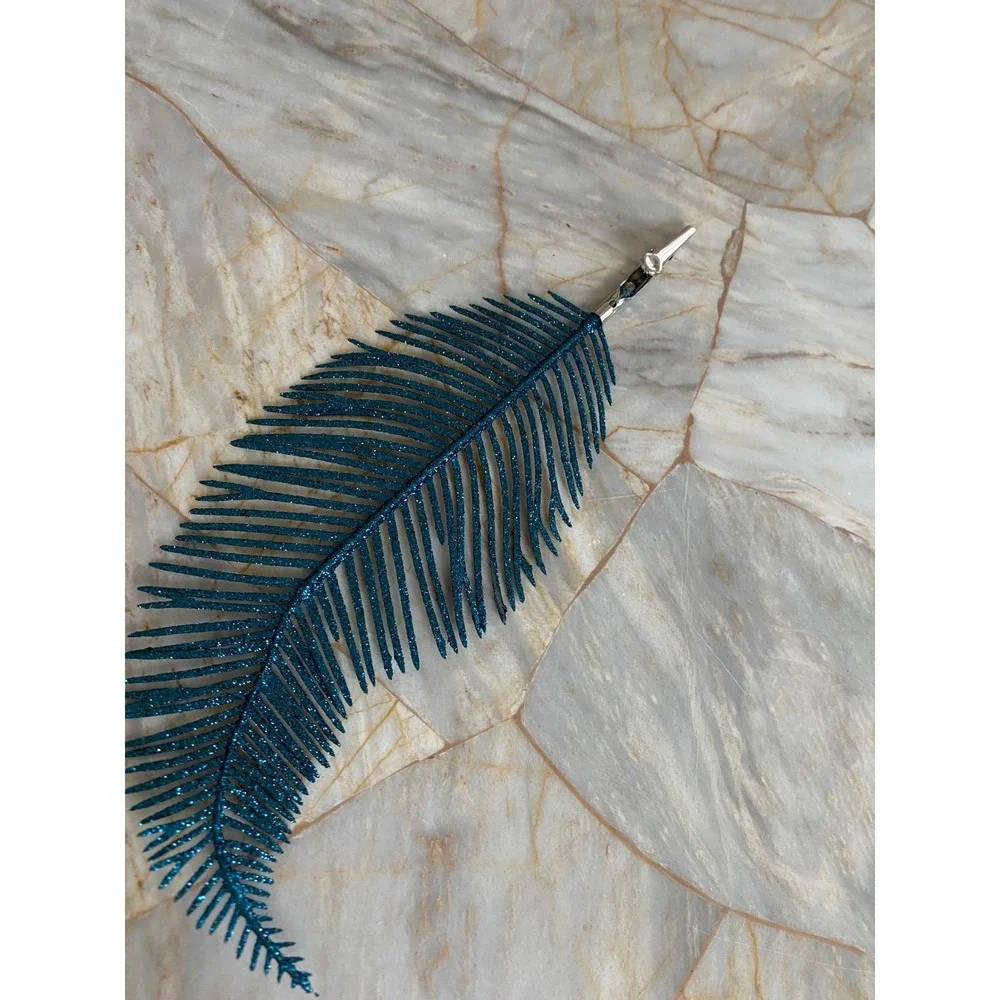 Set of 4 Glitter Feather Hair Clips Teal Blue and Purple Plume Alligator Clips